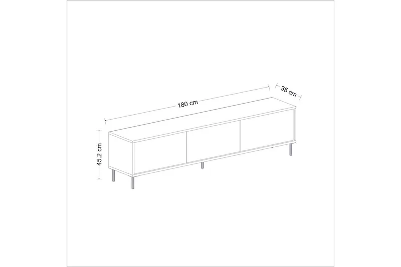 Imaj Gulvstående TV-benk 180 cm med Oppbevaring i Malt Tre - Hvit - Møbler - Mediamøbel & tv møbel - TV-benk & mediabenk