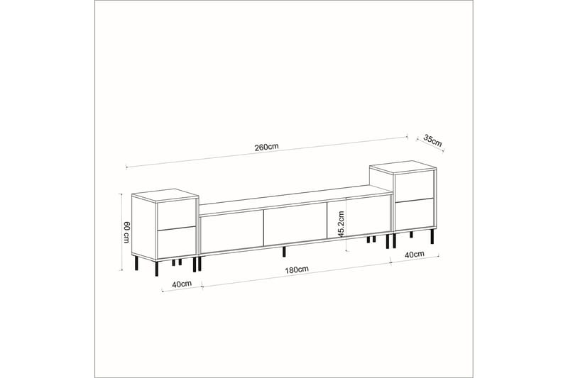 Imaj TV-benk 180 cm - Beige/Gull - Møbler - Mediamøbel & tv møbel - TV-benk & mediabenk