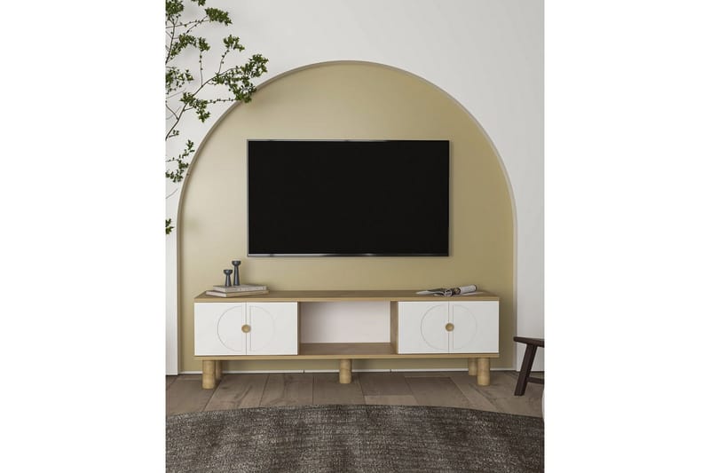 Inci TV-benk 150 cm - Hvit/Multifarget - Møbler - Mediamøbel & tv møbel - TV-benk & mediabenk