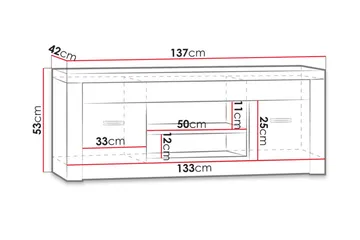 Indianapolis TV-benk 137x42x53 cm - Hvit LED-belysning - Møbler - Mediamøbel & tv møbel - TV-benk & mediabenk