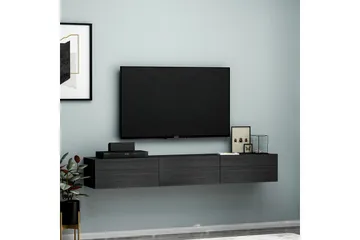 Interlaken Veggmontert TV-benk 180 cm med Oppbevaring i Malt Tre - Sort - Møbler - Mediamøbel & tv møbel - TV-benk & mediabenk