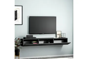 Interlaken Veggmontert TV-benk 180 cm med Oppbevaring i Malt Tre - Sort - Møbler - Mediamøbel & tv møbel - TV-benk & mediabenk