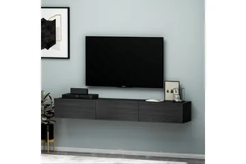 Interlaken Veggmontert TV-benk 180 cm med Oppbevaring i Malt Tre - Sort - Møbler - Mediamøbel & tv møbel - TV-benk & mediabenk