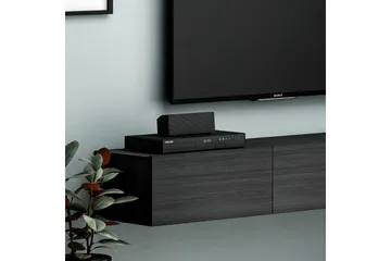 Interlaken Veggmontert TV-benk 180 cm med Oppbevaring i Malt Tre - Sort - Møbler - Mediamøbel & tv møbel - TV-benk & mediabenk
