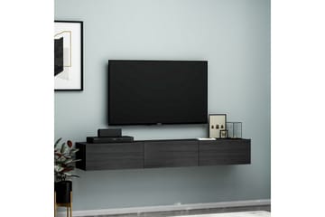 Interlaken Veggmontert TV-benk 180 cm med Oppbevaring i Malt Tre - Svart - Møbler - Mediamøbel & tv møbel - TV-benk & mediabenk