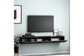 Interlaken Veggmontert TV-benk 180 cm med Oppbevaring i Malt Tre - Svart - Møbler - Mediamøbel & tv møbel - TV-benk & mediabenk