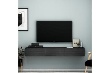 Interlaken Veggmontert TV-benk 180 cm med Oppbevaring i Malt Tre - Svart - Møbler - Mediamøbel & tv møbel - TV-benk & mediabenk