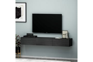 Interlaken Veggmontert TV-benk 180 cm med Oppbevaring i Malt Tre - Svart - Møbler - Mediamøbel & tv møbel - TV-benk & mediabenk