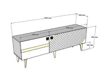 Iris TV-benk 150 cm - Hvit/Gull - Møbler - Mediamøbel & tv møbel - TV-benk & mediabenk