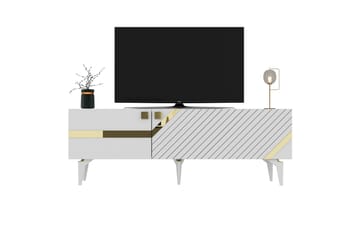 Iris TV-benk 150 cm - Hvit/Gull - Møbler - Mediamøbel & tv møbel - TV-benk & mediabenk