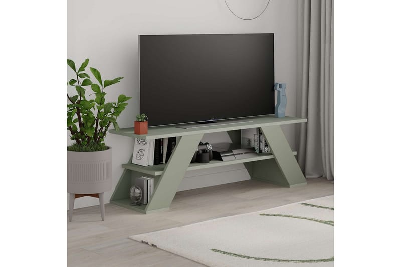 Janesh TV-benk 120 cm - Olive/Hvit - Møbler - Mediamøbel & tv møbel - TV-benk & mediabenk