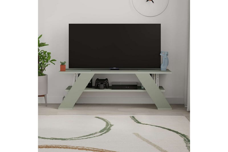 Janesh TV-benk 120 cm - Olive/Hvit - Møbler - Mediamøbel & tv møbel - TV-benk & mediabenk