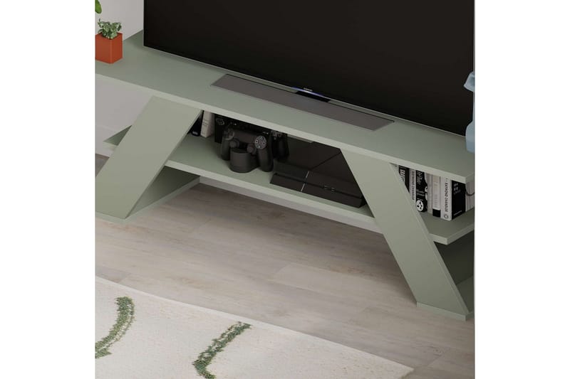 Janesh TV-benk 120 cm - Olive/Hvit - Møbler - Mediamøbel & tv møbel - TV-benk & mediabenk