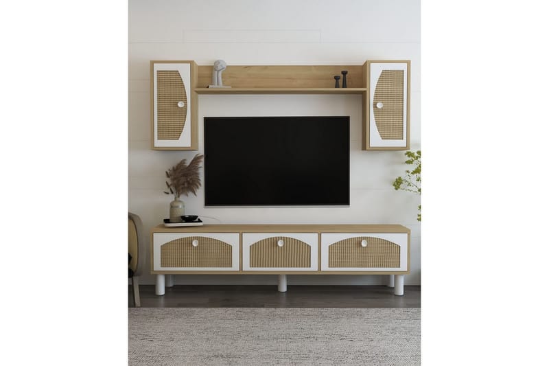 Jasvindir TV-benk - Beige/Rødfarget tre - Møbler - Mediamøbel & tv møbel - TV-skap