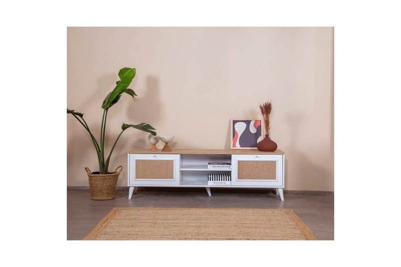 Jatinder TV-benk 55 cm - Natur/Hvit - Møbler - Mediamøbel & tv møbel - TV-benk & mediabenk