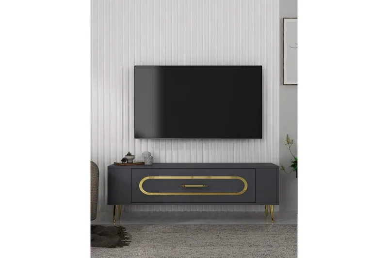 Javin TV-benk 120 cm - Antrasitt/Gull - Møbler - Mediamøbel & tv møbel - TV-benk & mediabenk