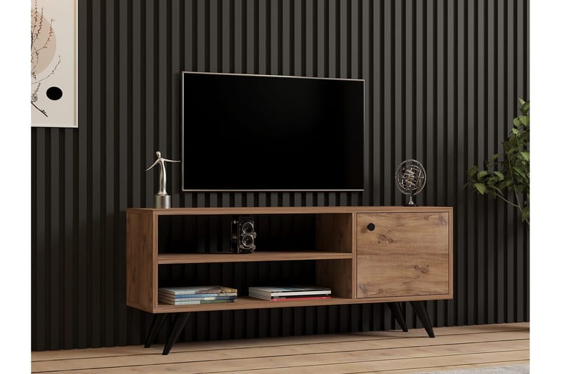 Jena Gulvstående TV-benk 120 cm med Oppbevaring i Mørkt Tre - Brun - Møbler - Mediamøbel & tv møbel - TV-benk & mediabenk