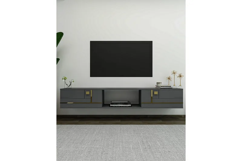 Jorin TV-benk 150 cm - Antrasitt/Gull - Møbler - Mediamøbel & tv møbel - TV-benk & mediabenk