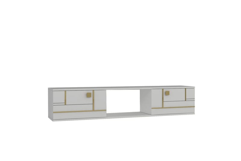 Jorin TV-benk 150 cm - Hvit/Gull - Møbler - Mediamøbel & tv møbel - TV-benk & mediabenk