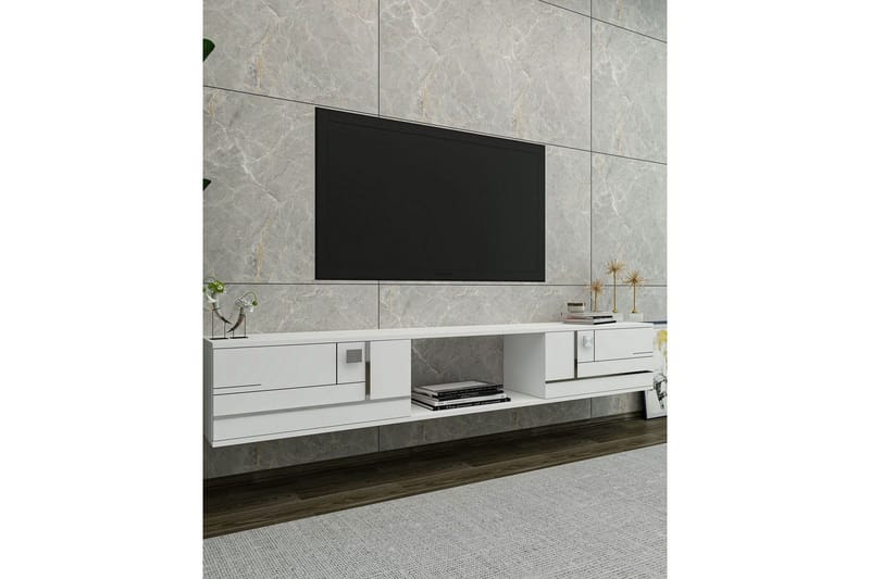 Jorin TV-benk 150 cm - Hvit/Sølv - Møbler - Mediamøbel & tv møbel - TV-benk & mediabenk