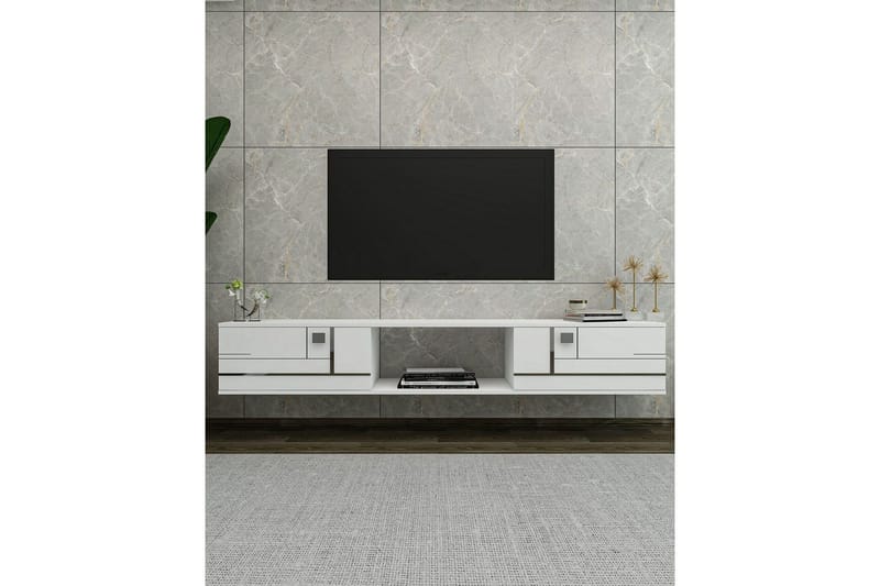Jorin TV-benk 150 cm - Hvit/Sølv - Møbler - Mediamøbel & tv møbel - TV-benk & mediabenk