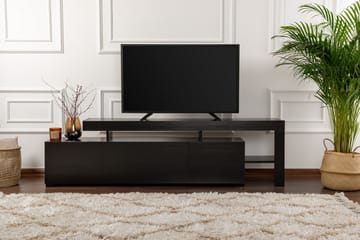 Jurukovo Gulvstående TV-benk 192 cm med Oppbevaring i Malt Tre - Svart - Møbler - Mediamøbel & tv møbel - TV-benk & mediabenk