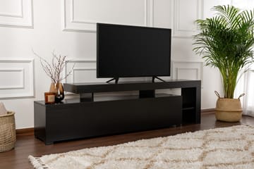 Jurukovo Gulvstående TV-benk 192 cm med Oppbevaring i Malt Tre - Svart - Møbler - Mediamøbel & tv møbel - TV-benk & mediabenk
