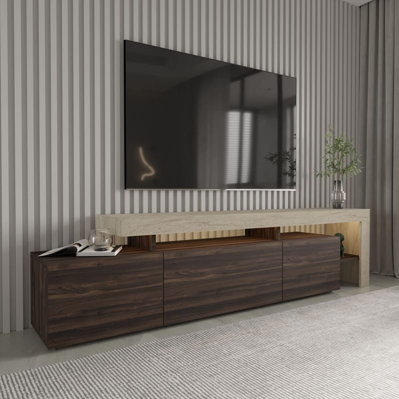 Jurukovo TV-benk 192x53x37 cm - Travertin, valnøtt - Møbler - Mediamøbel & tv møbel - TV-benk & mediabenk