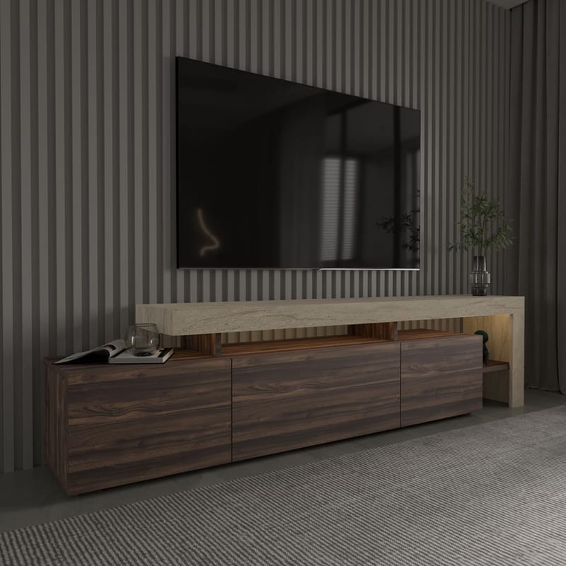 Jurukovo TV-benk 192x53x37 cm - Travertin, valnøtt - Møbler - Mediamøbel & tv møbel - TV-benk & mediabenk