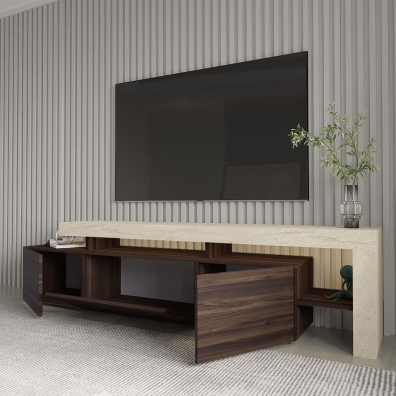 Jurukovo TV-benk 192x53x37 cm - Travertin, valnøtt - Møbler - Mediamøbel & tv møbel - TV-benk & mediabenk