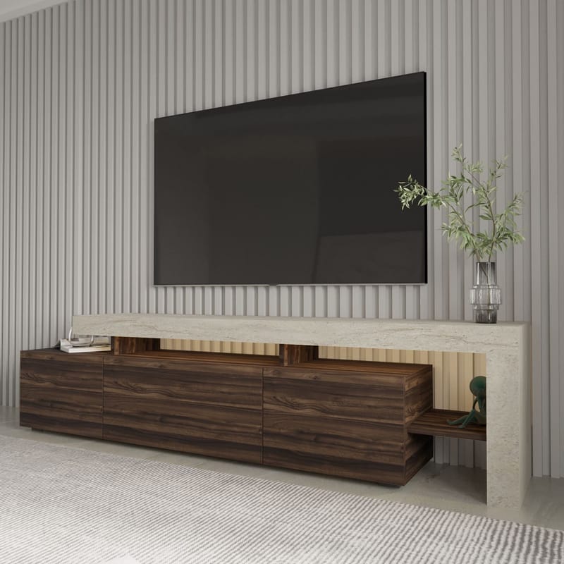 Jurukovo TV-benk 192x53x37 cm - Travertin, valnøtt - Møbler - Mediamøbel & tv møbel - TV-benk & mediabenk