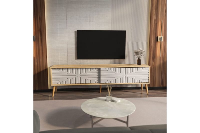 Kalon TV-benk 180 cm - Eik/Hvit - Møbler - Mediamøbel & tv møbel - TV-benk & mediabenk