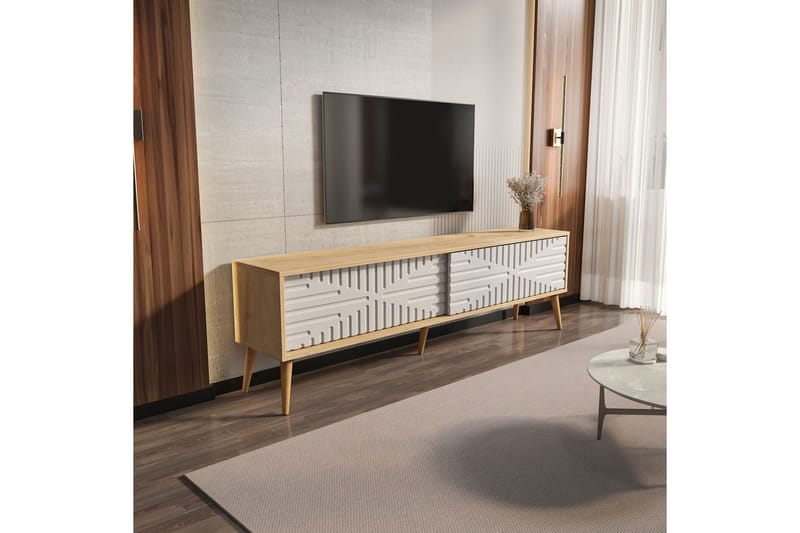 Kalon TV-benk 180 cm - Eik/Hvit - Møbler - Mediamøbel & tv møbel - TV-benk & mediabenk