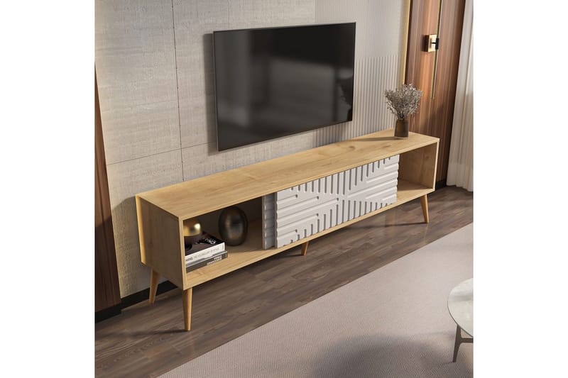 Kalon TV-benk 180 cm - Eik/Hvit - Møbler - Mediamøbel & tv møbel - TV-benk & mediabenk