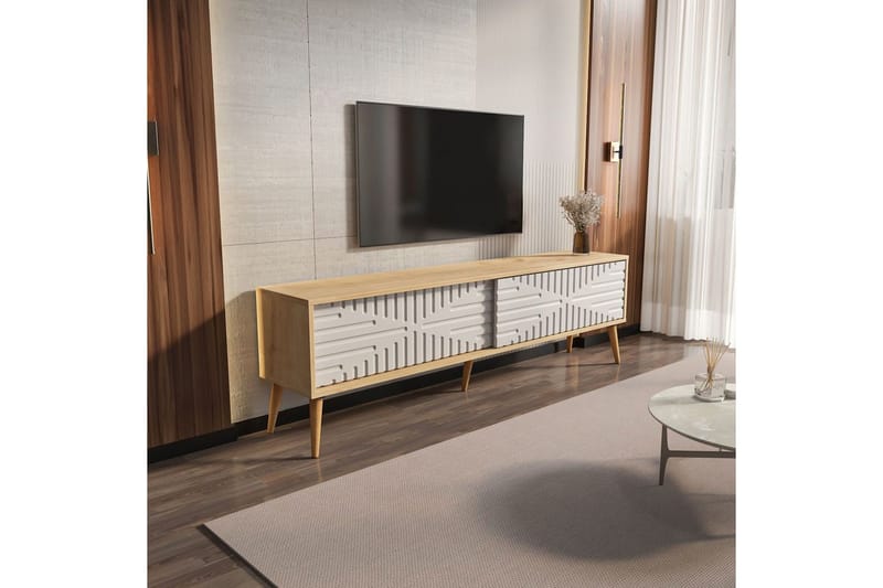 Kalon TV-benk 180 cm - Eik/Hvit - Møbler - Mediamøbel & tv møbel - TV-benk & mediabenk