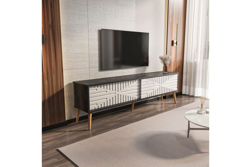 Kalon TV-benk 180 cm - Sort/Hvit - Møbler - Mediamøbel & tv møbel - TV-benk & mediabenk