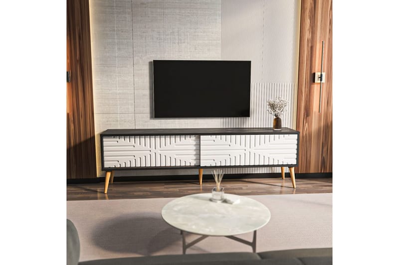Kalon TV-benk 180 cm - Sort/Hvit - Møbler - Mediamøbel & tv møbel - TV-benk & mediabenk