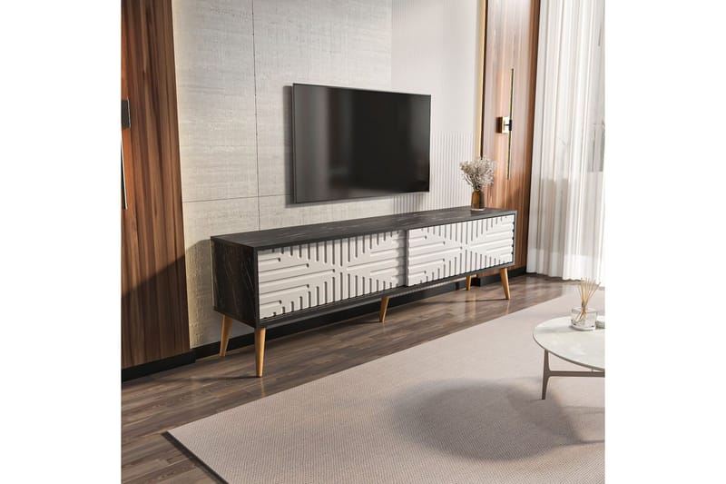 Kalon TV-benk 180 cm - Sort/Hvit - Møbler - Mediamøbel & tv møbel - TV-benk & mediabenk
