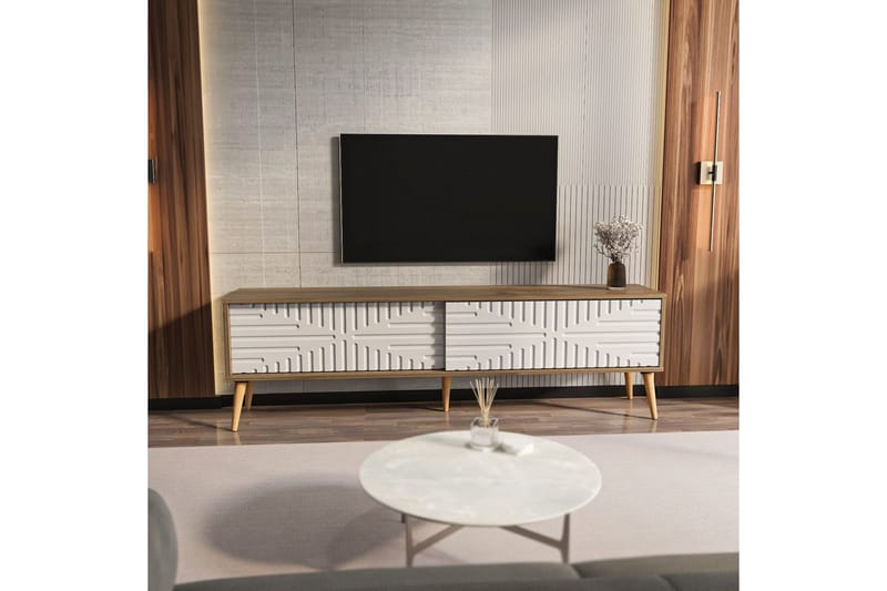 Kalon TV-benk 180 cm - Valnøtt/Hvit - Møbler - Mediamøbel & tv møbel - TV-benk & mediabenk