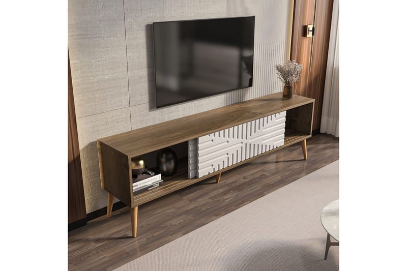 Kalon TV-benk 180 cm - Valnøtt/Hvit - Møbler - Mediamøbel & tv møbel - TV-benk & mediabenk