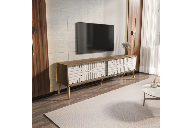 Kalon TV-benk 180 cm - Valnøtt/Hvit - Møbler - Mediamøbel & tv møbel - TV-benk & mediabenk