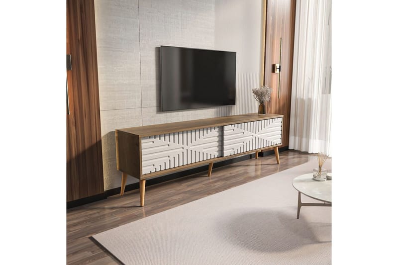 Kalon TV-benk 180 cm - Valnøtt/Hvit - Møbler - Mediamøbel & tv møbel - TV-benk & mediabenk