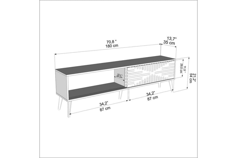 Kalon TV-benk 180 cm - Valnøtt/Hvit - Møbler - Mediamøbel & tv møbel - TV-benk & mediabenk