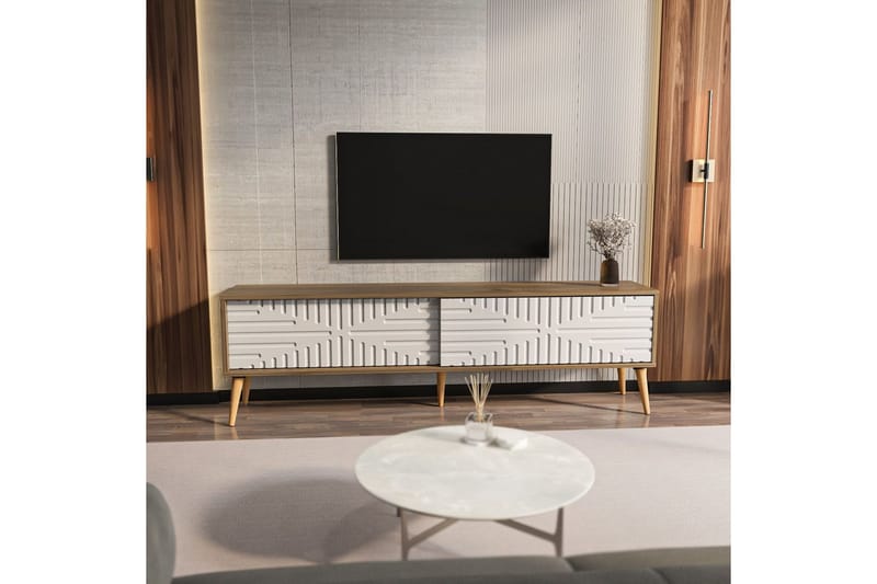 Kalon TV-benk 180 cm - Valnøtt/Hvit - Møbler - Mediamøbel & tv møbel - TV-benk & mediabenk