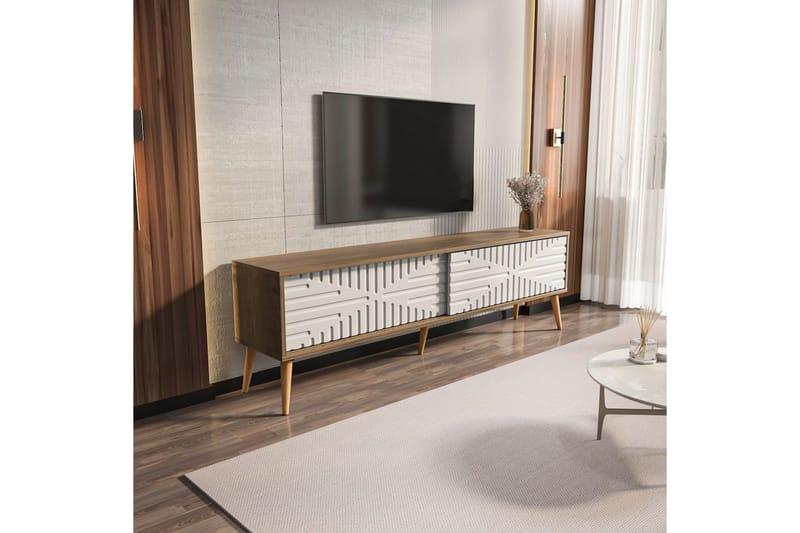 Kalon TV-benk 180 cm - Valnøtt/Hvit - Møbler - Mediamøbel & tv møbel - TV-benk & mediabenk