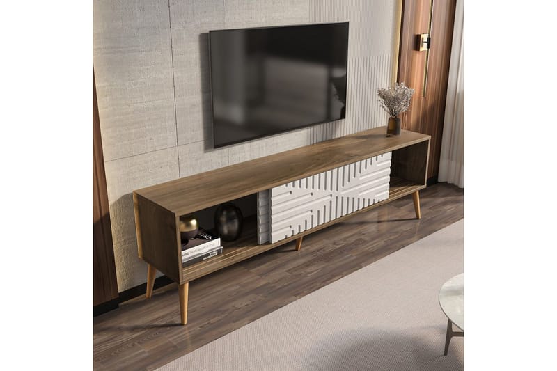 Kalon TV-benk 180 cm - Valnøtt/Hvit - Møbler - Mediamøbel & tv møbel - TV-benk & mediabenk
