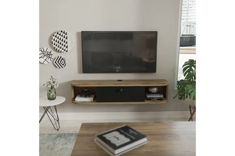 Kalvos TV-benk 120 cm - Sort/Eik - Møbler - Mediamøbel & tv møbel - TV-benk & mediabenk