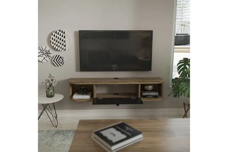 Kalvos TV-benk 120 cm - Sort/Eik - Møbler - Mediamøbel & tv møbel - TV-benk & mediabenk