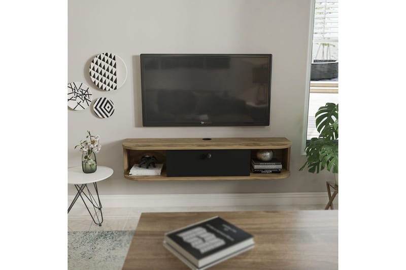 Kalvos TV-benk 120 cm - Sort/Eik - Møbler - Mediamøbel & tv møbel - TV-benk & mediabenk