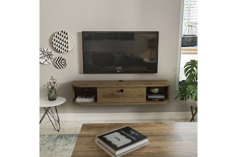 Kalvos Vegghengt TV-benk 120 cm med Oppbevaring i Tre - Brun - Møbler - Mediamøbel & tv møbel - TV-benk & mediabenk